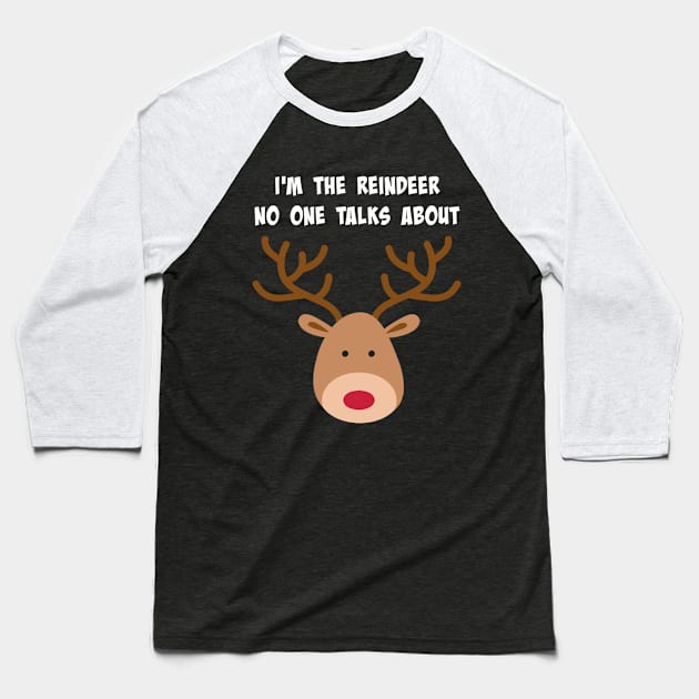 Red Nosed Reindeer Baseball T-Shirt by MedleyDesigns67